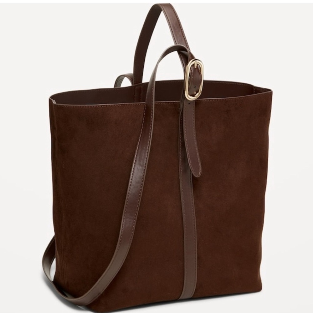 Old Navy Chocolate Brown Faux Suede Tote Bag